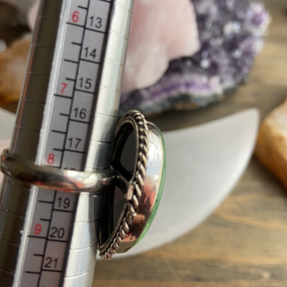 BIG GREEN AUSTRALIAN OPAL STERLING SILVER RING - Picture 6 of 7